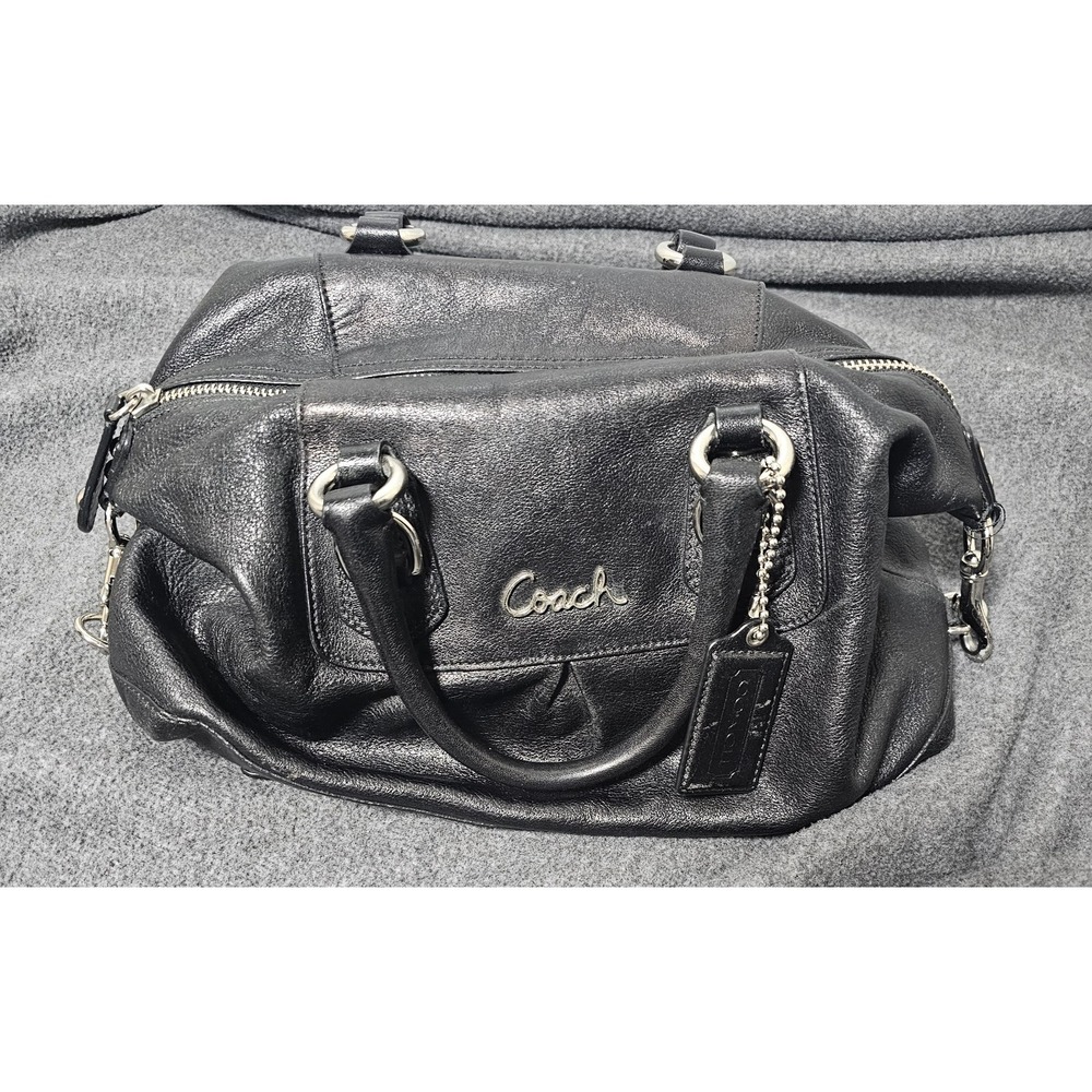 Coach Black Leather Ashley Satchel Purse